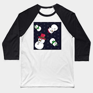 Cartoon Snowmen Print Baseball T-Shirt